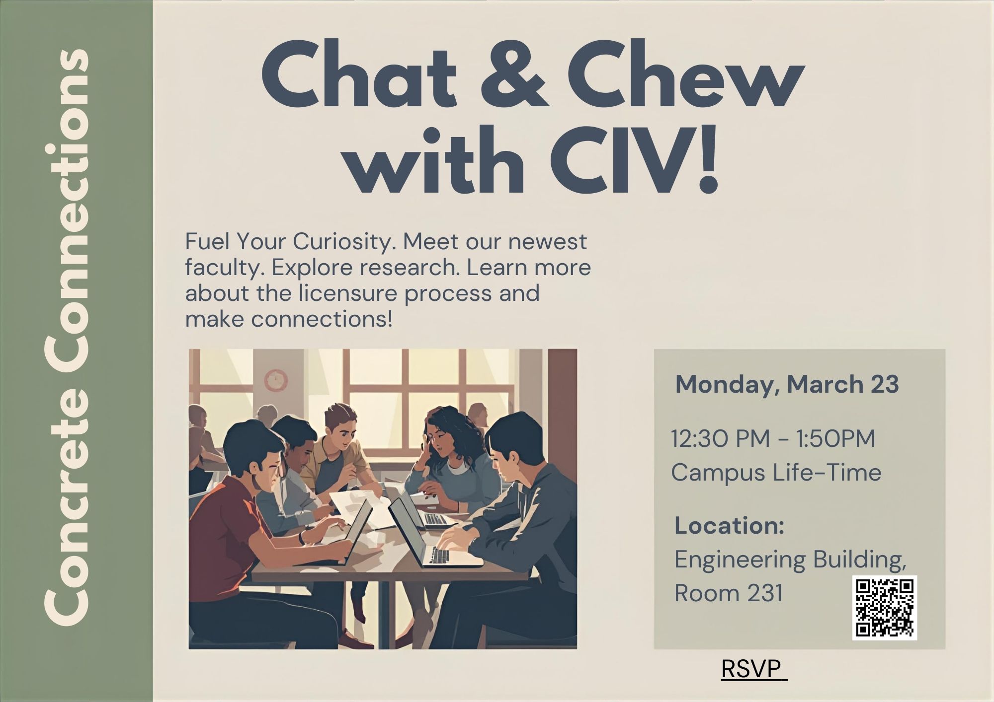 Chat and chew flyer with details about the event.