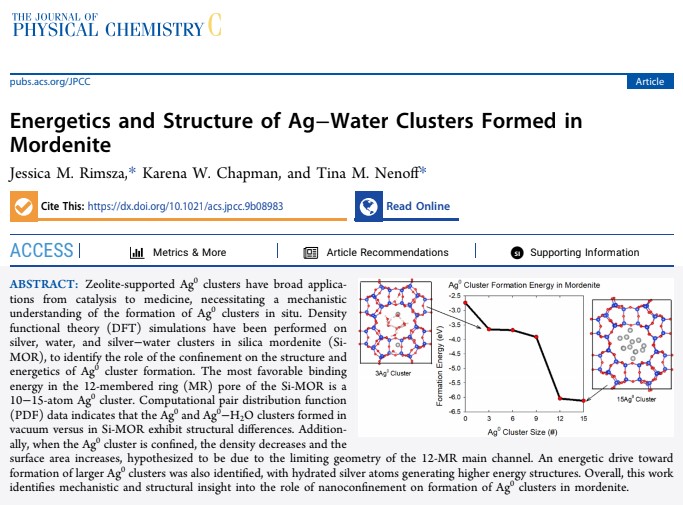 Energetics and Structure of Ag-Water Clusters Formed in Mordenite Rimsza-Energetics and Structure