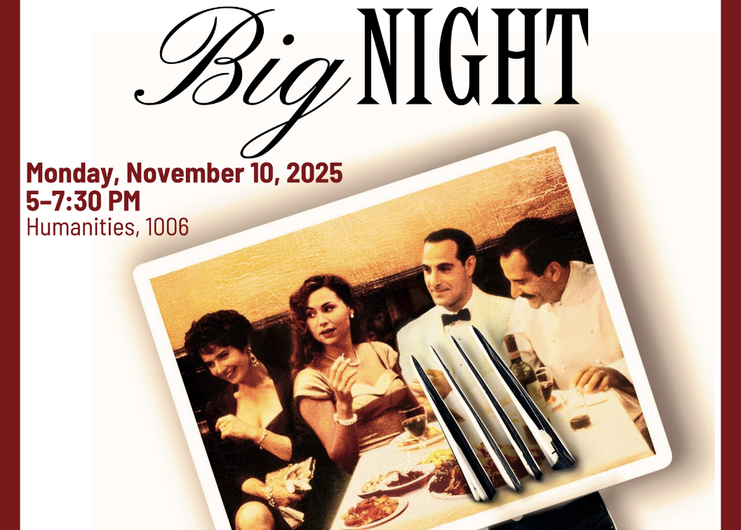 flyer advertising the showing of "Big Night" and accompanying talks. Information on the flyer is the same as what's on the site.