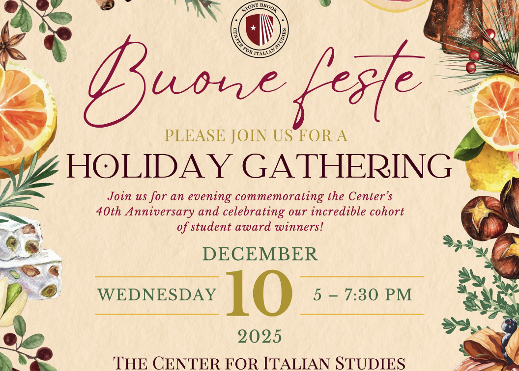 flyer advertising the Center's annual holiday gathering. Information on the flyer is the same as what's on the site